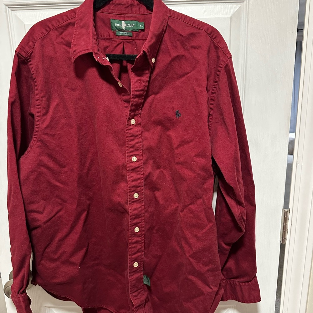 Vintage Men's Burgundy Polo by Hunt Club